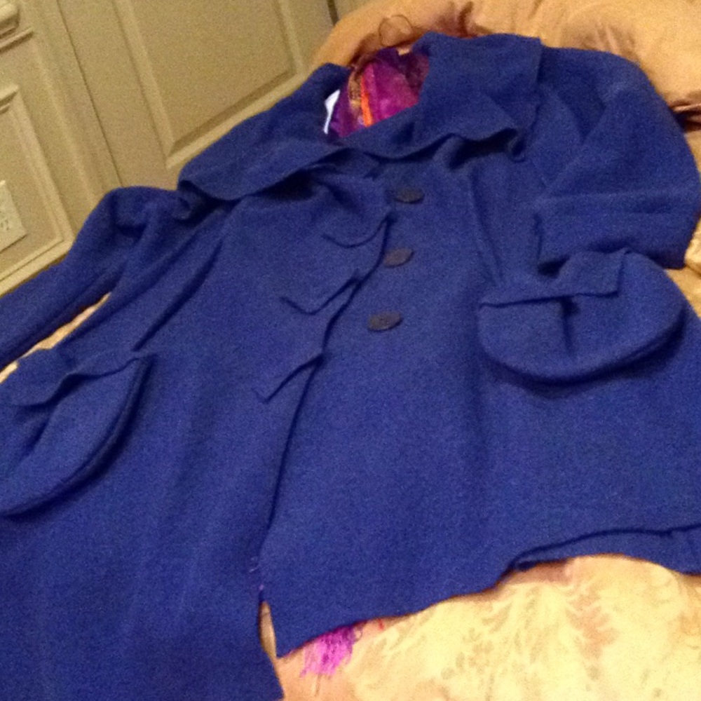 EVA TRALALA ELECTRIC BLUE WOOL COAT - Picture 5 of 8
